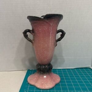 Vintage Hull Pottery Woodland W18 Gray/Pink Speckled 2 Handled Vase 10.5" tal